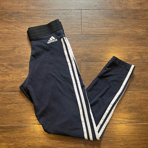 Adidas Essentials 3 Stripes Leggings - Navy - Size Small - Picture 3 of 3